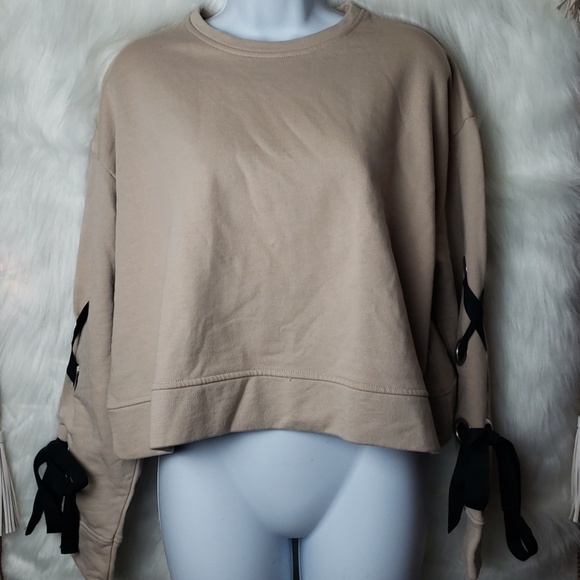 Zara Sweaters - Zara Basic Collection Light Brown Tie Up Sweater